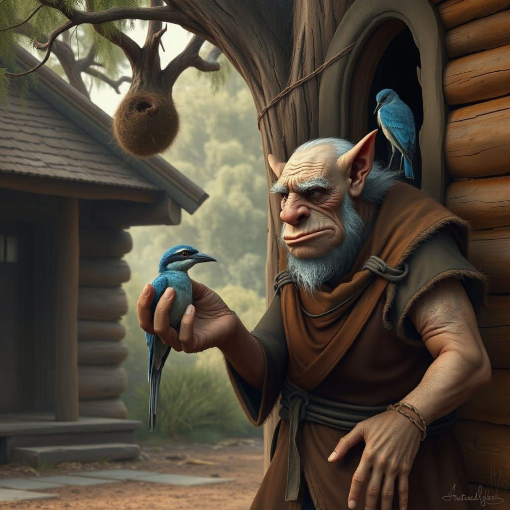 Ogre's Unexpected Kindness: Mending a Bluebird's Wing