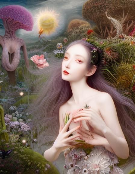 Laughing Figures Float Through Space in Surrealist Style