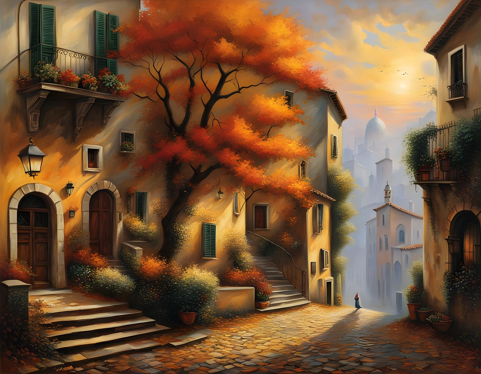 Italian Urban Landscape in Ethereal Mist