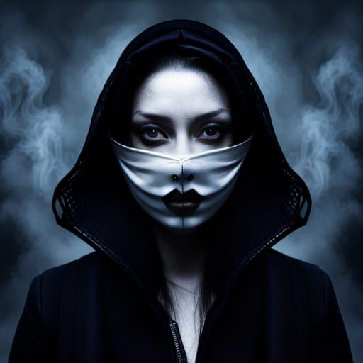 Mysterious Masked Woman in Dark Alleyway