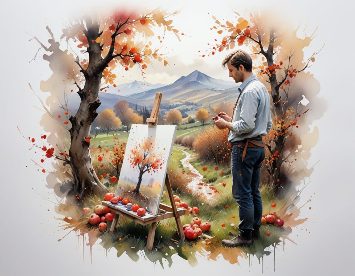 Artist Captures Autumn Orchard in Painterly Realism