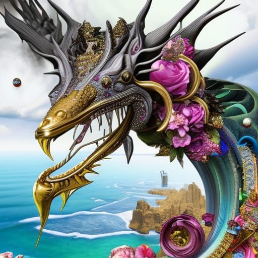 Hyperrealistic Collage Illustration with Liquid Details