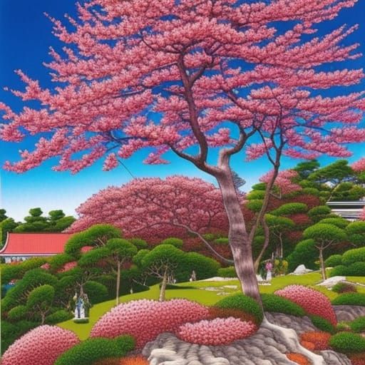 Cherry Blossoms in Horror Manga Style