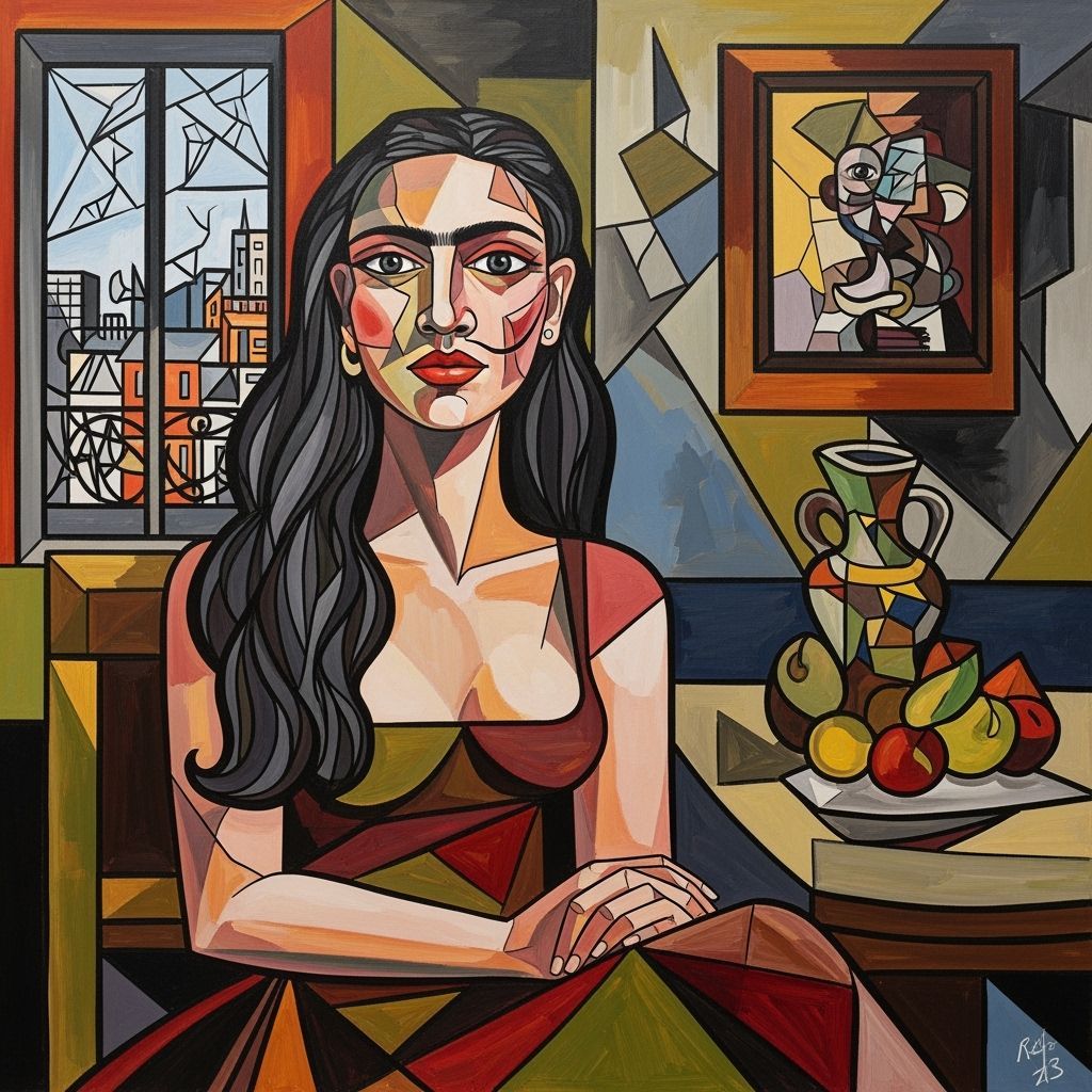 Elegant Woman in Cubist Style of Picasso