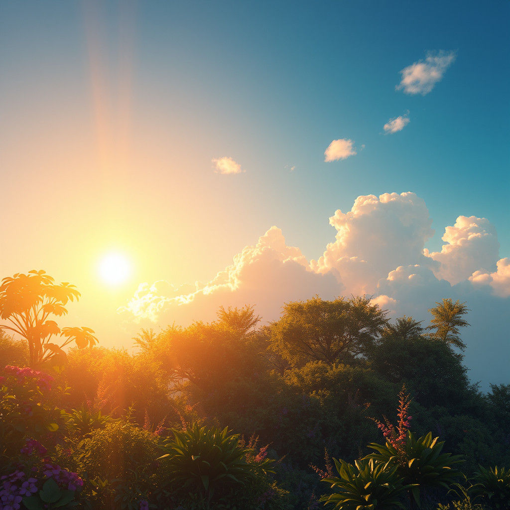 Golden Light Envelops Dreamlike Landscape in Matte Painting