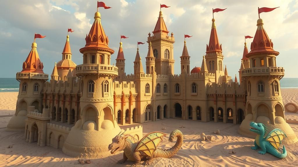 Sandcastle Metropolis for Sand Dragons in Miyazaki Style