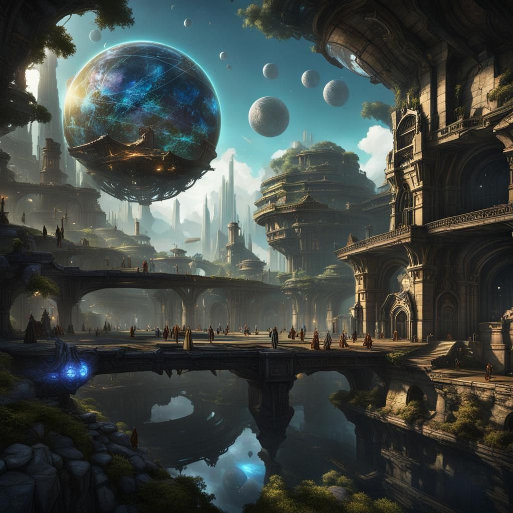 Dyson Sphere City Surrounded by Forest