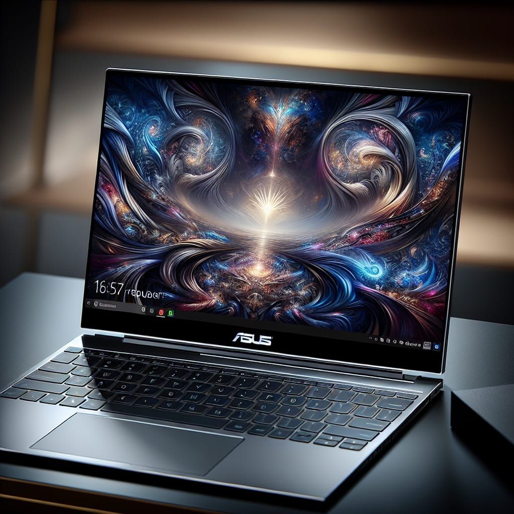 Asus VivoBook on Black Table: 8K Matte Painting