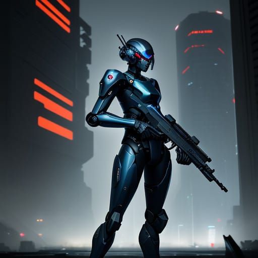 Graffiti City Heroine in Futuristic Armor