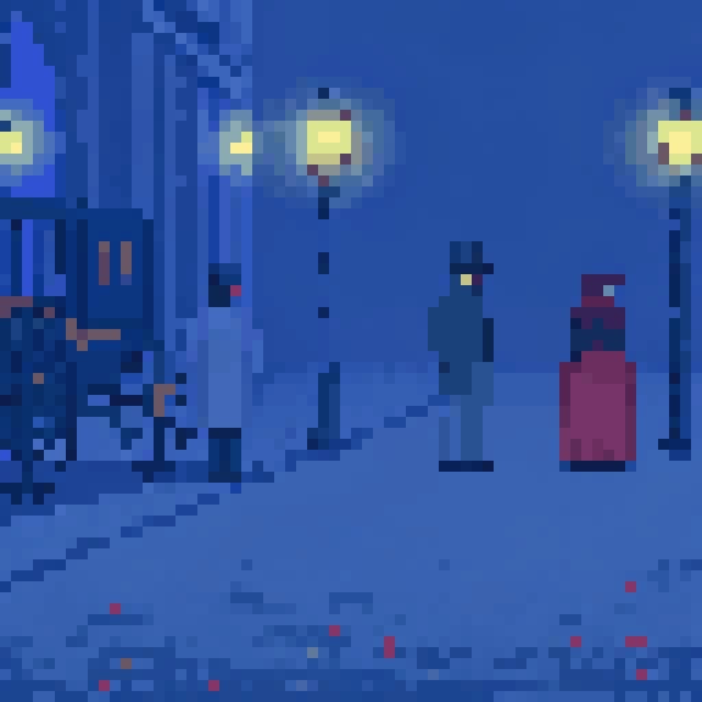 Victorian-Era Pedestrians in Pixel Art