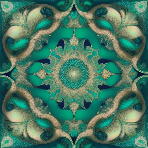 Vibrant Fractal Botanicals in M.C. Escher Style