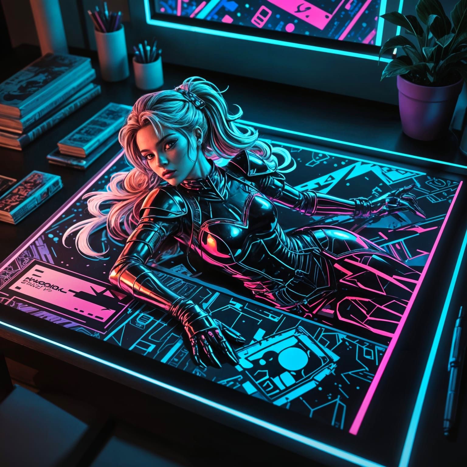 Cyberpunk Princess Assassin in Manga Comic Style