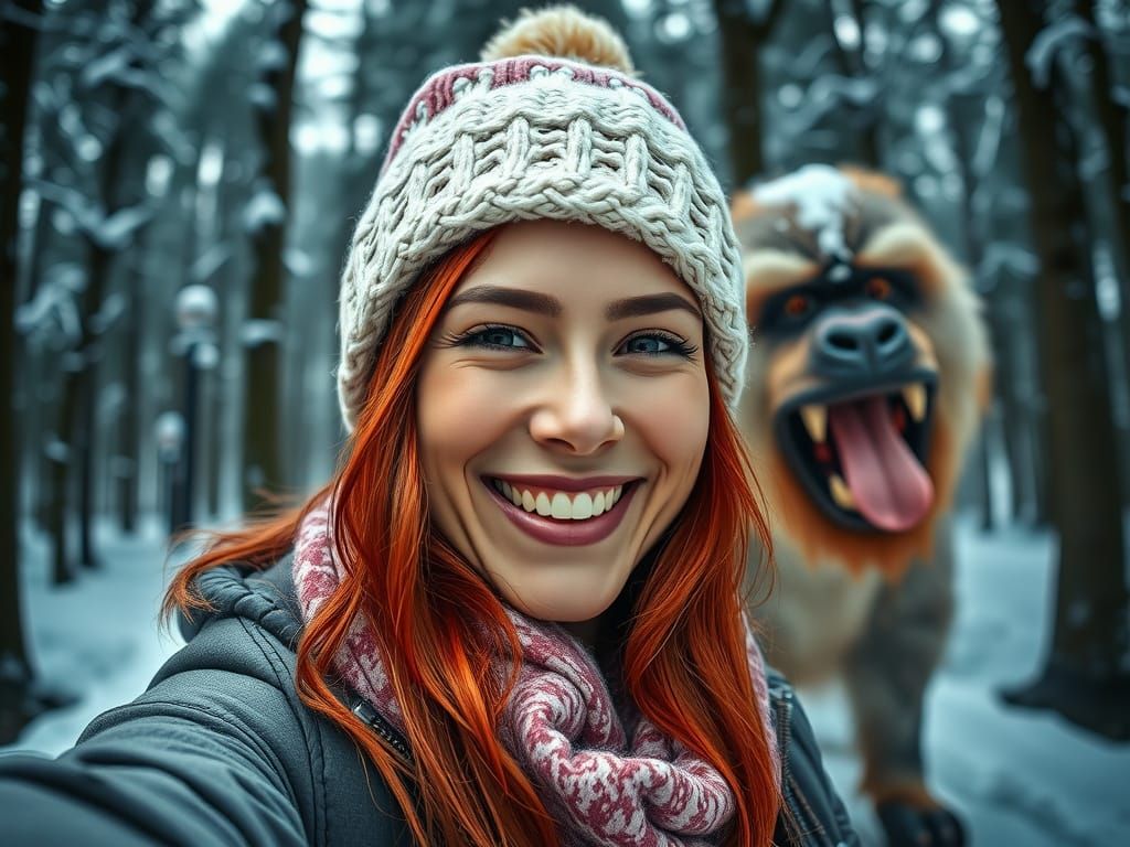 Hyperrealistic Winter Wonderland with a Mischievous Twist