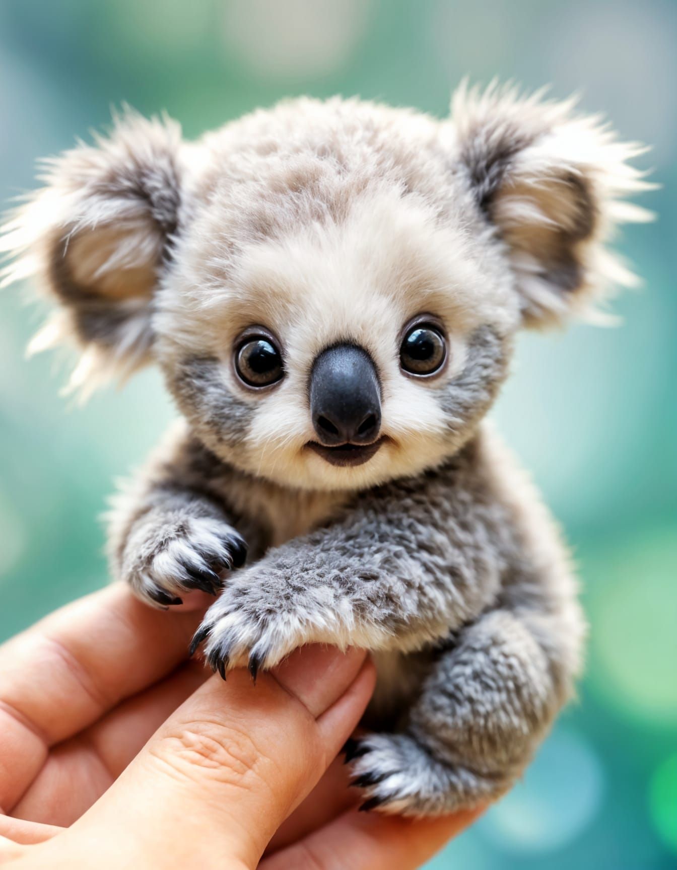 Microscopic Baby Koala Holding a Finger