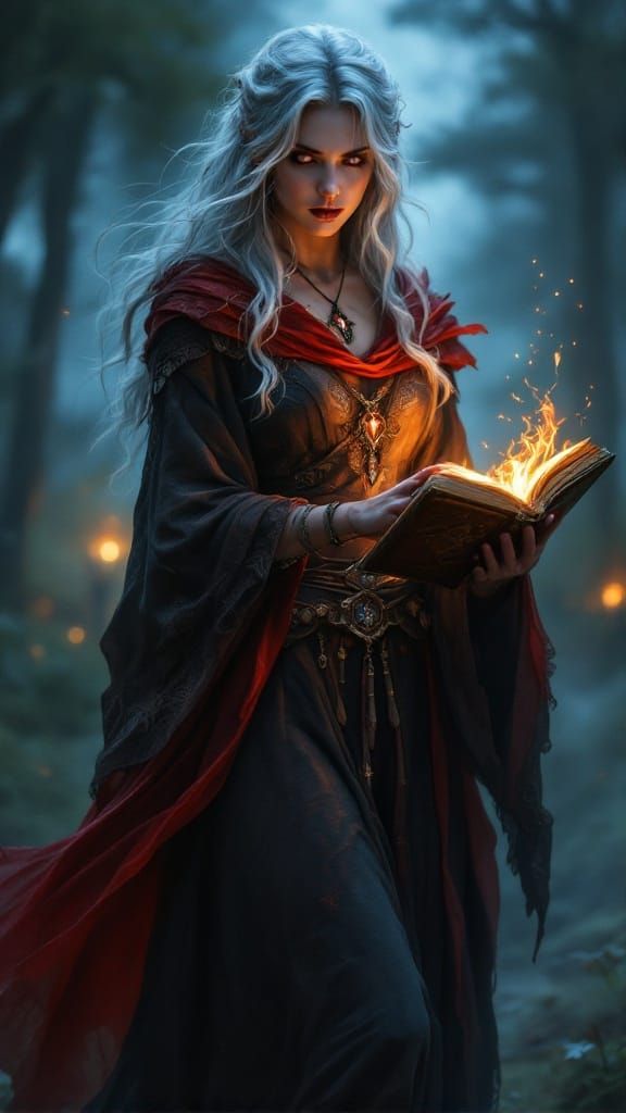 Mystical Sorceress Walks Twilight Forest