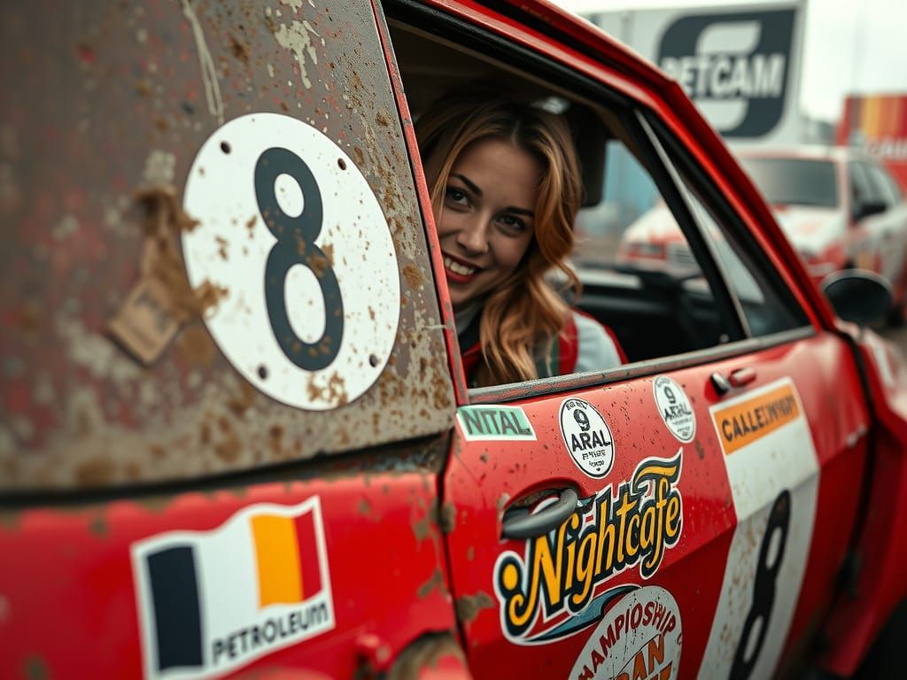 Red Rally Car Close-Up in Cinematic Style