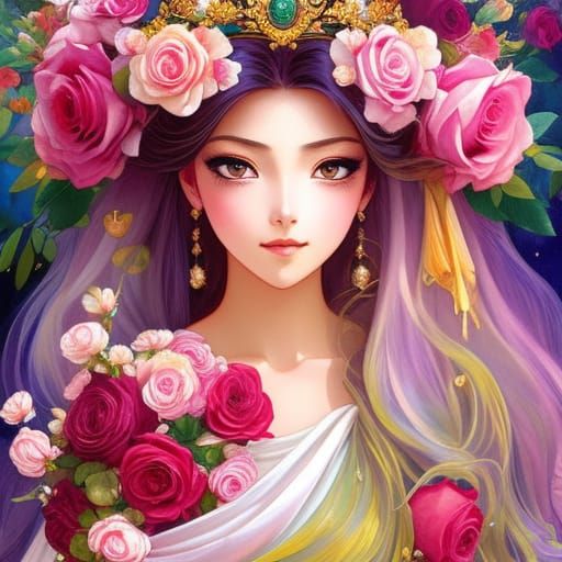 Rose Kingdom Princess in Watercolor Style