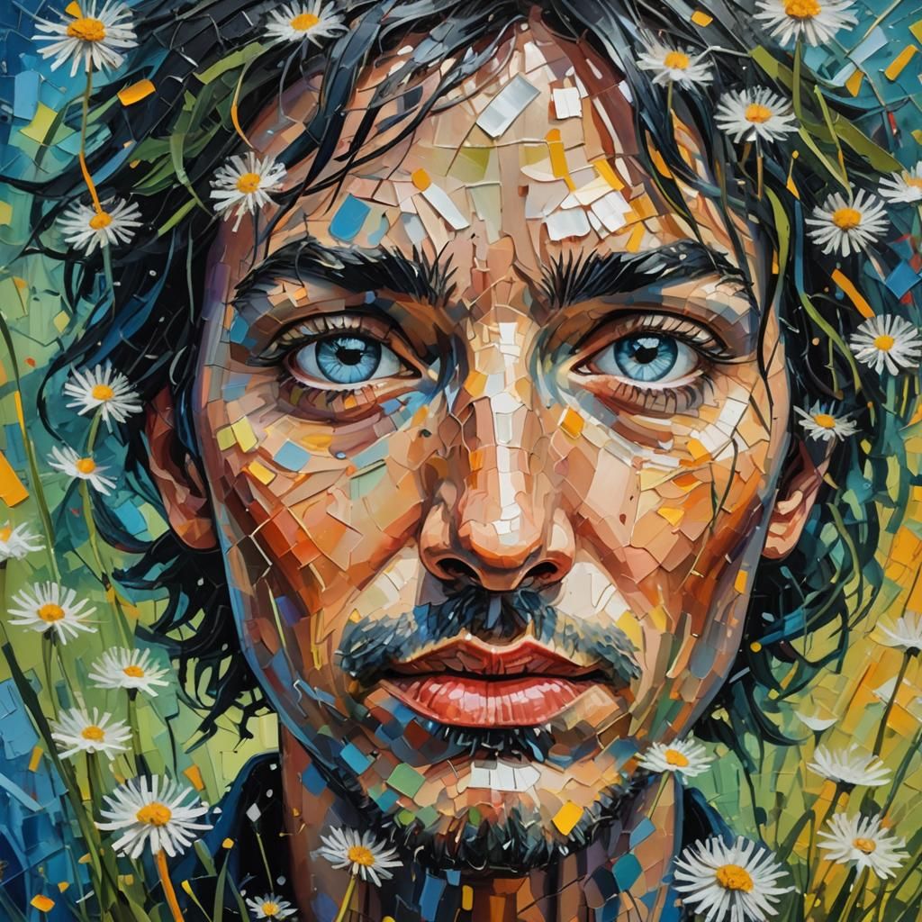 Expressionist Portrait with Dandelions in Neo-impressionism ...