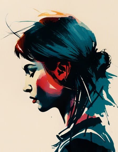 Whimsical Girl Portrait in Watercolor Style