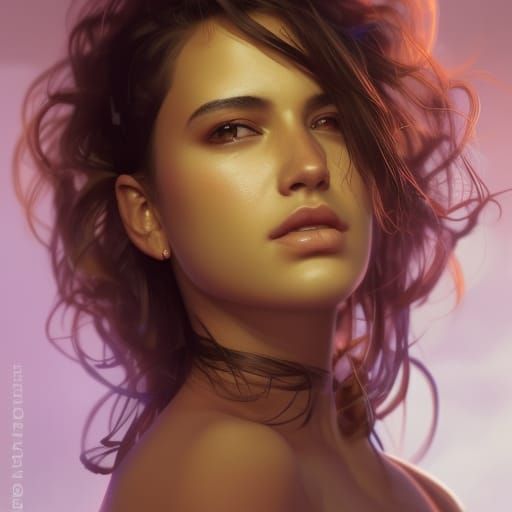 Attractive Young Woman Portrait in Hyperdetailed Style