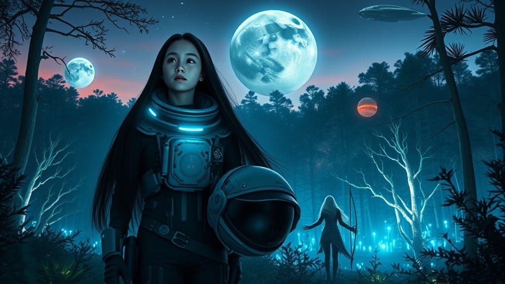 Young Astronaut Meets Enchanted Dark Elf in a Glowing, Other...