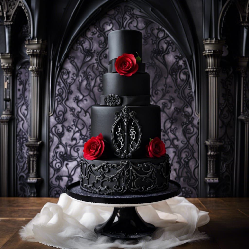 Gothic Cake with Dark Fantasy Backdrop