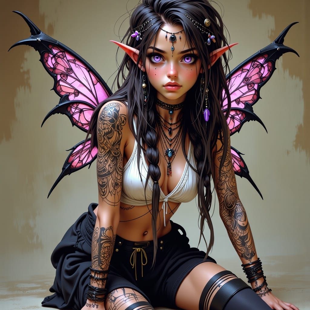 Whimsical Fantasy Elf Portrait in Digital Art Style