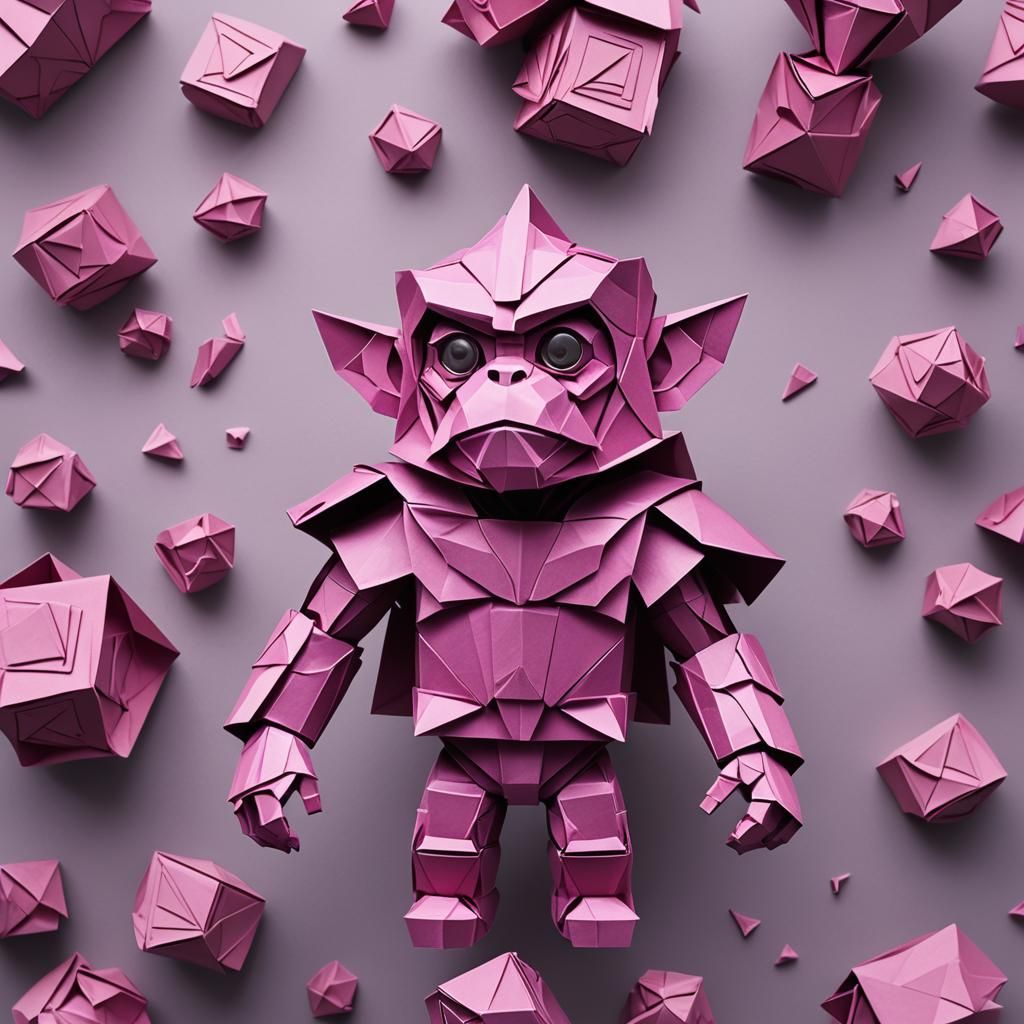 Monkey as Galactus in Origami Papercraft Style