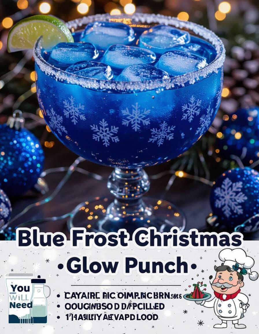 Blue Frost Christmas Glow Punch in Sugared Glass