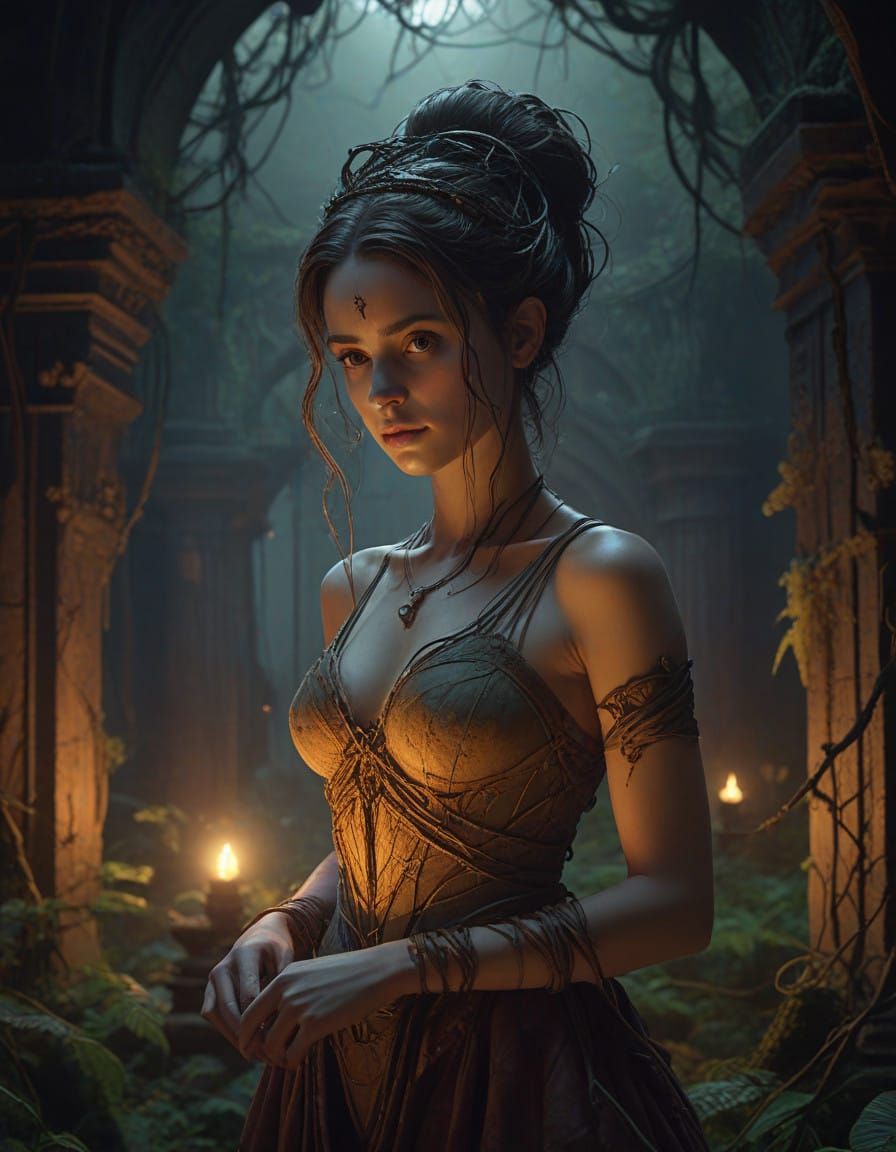 Resurrected whispers in ancient shadows glow