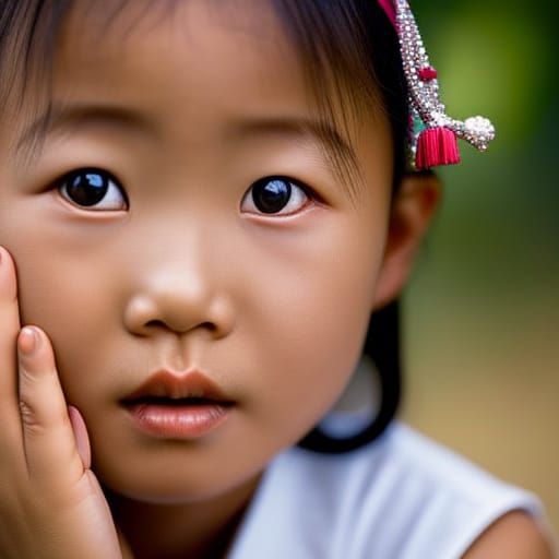 Cute chinese girl touching your face