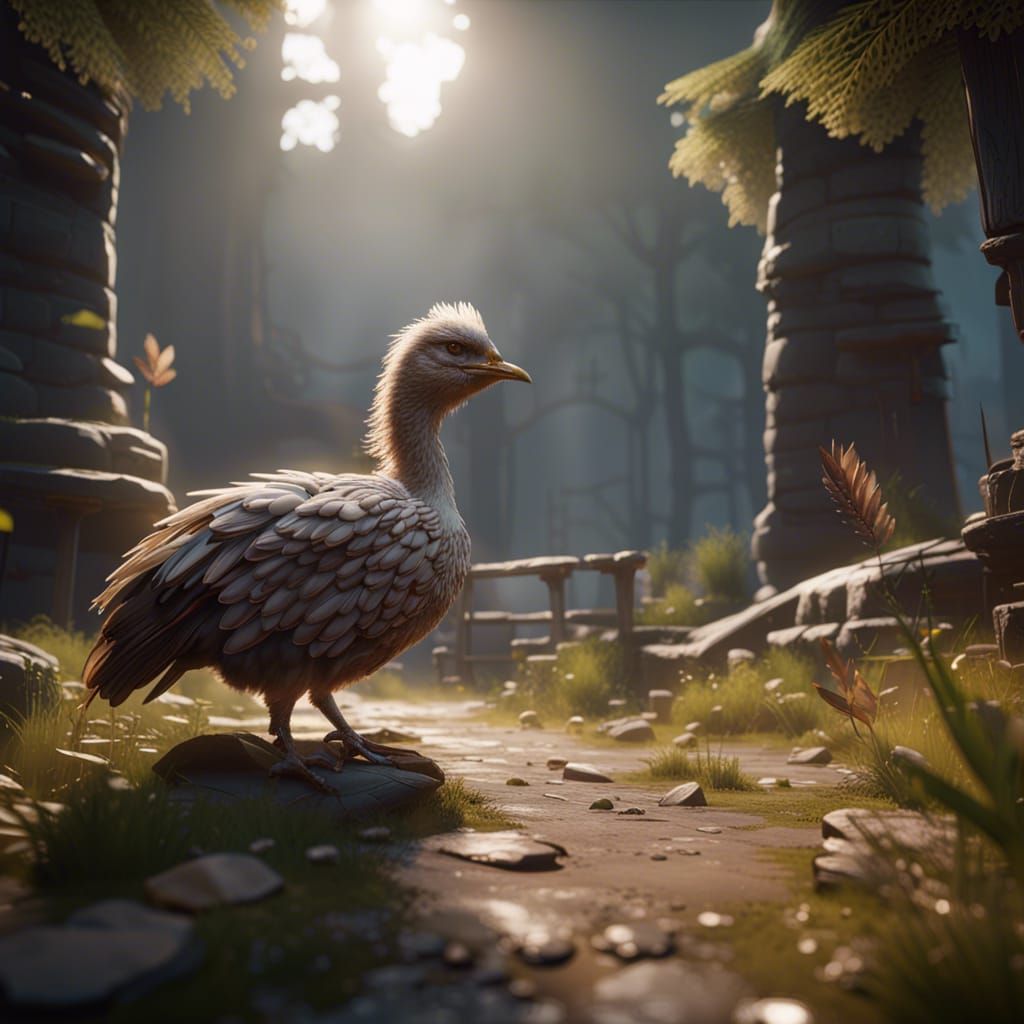 Ostriches in 3D Game Cinematic Style