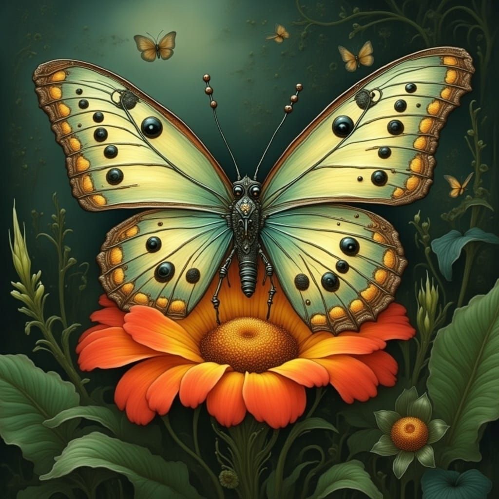 Majestic Butterfly in Art Nouveau Style