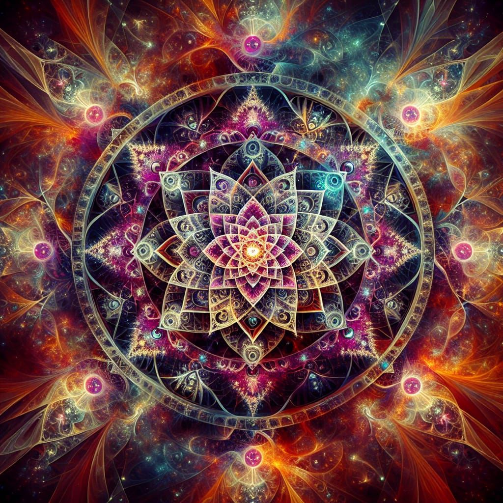 Sacred Geometry: Abstract Fractals with Lotus