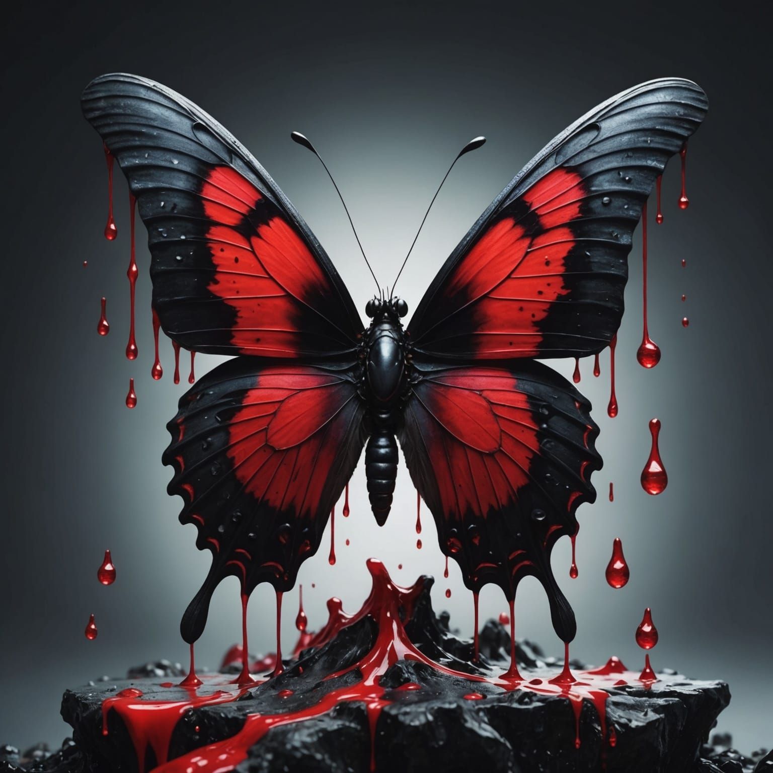 Ink Dripping Butterfly: Detailed Fantasy Art