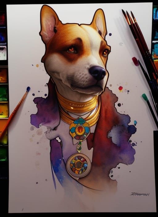 Dogtanian Watercolor Concept Art Portrait