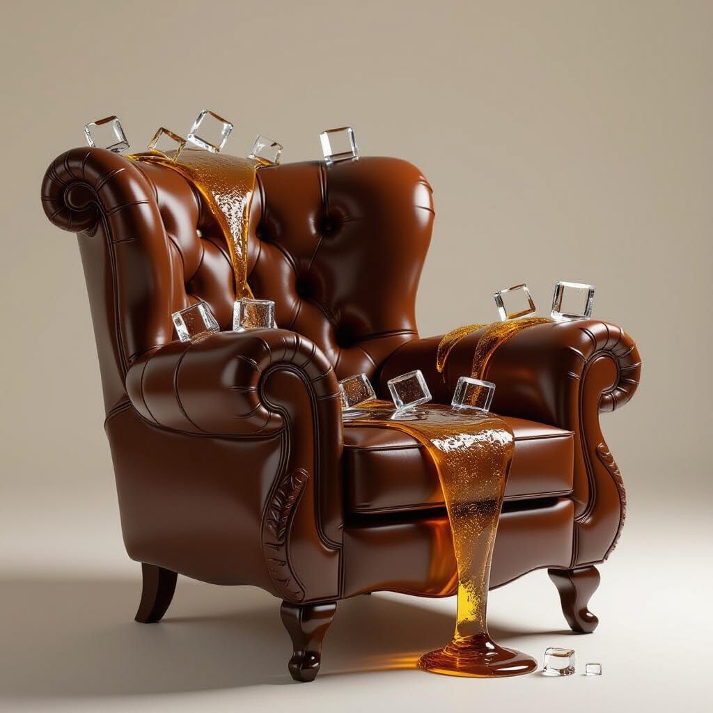 Effervescent Cola Armchair with Melting Ice Cubes