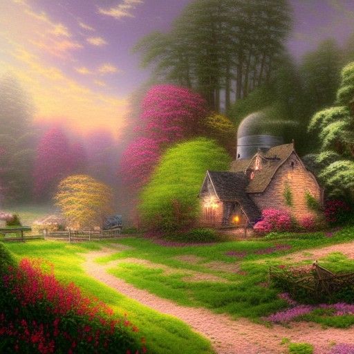 Ethereal Farm in Fantasy Landscape
