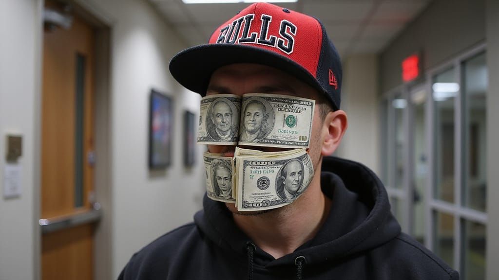 Money-Covered Portraits of US Presidents in Chicago Bulls Ge...