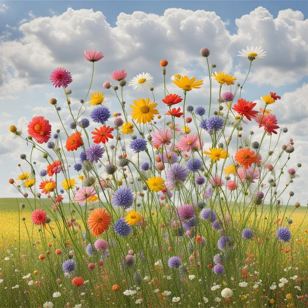 Lush Flower Field with Colorful Blossoms