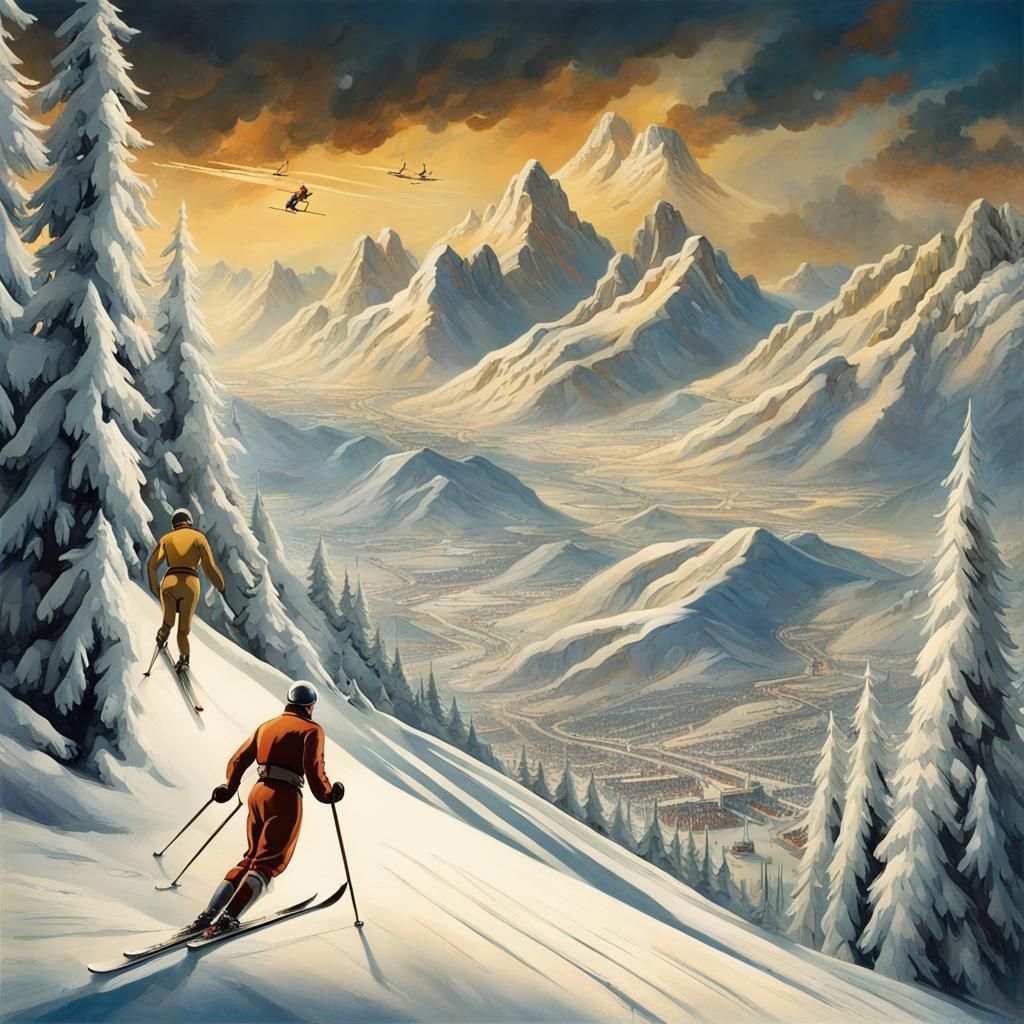 Winter Olympics 1936 skiing Poster Artist Hazeryon, berlin g...