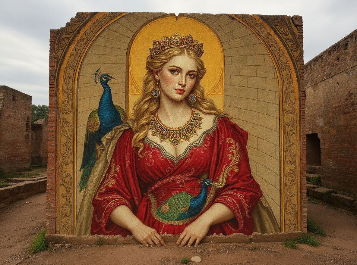 Roman Fresco of Nordic Concubine in Decadent Finery