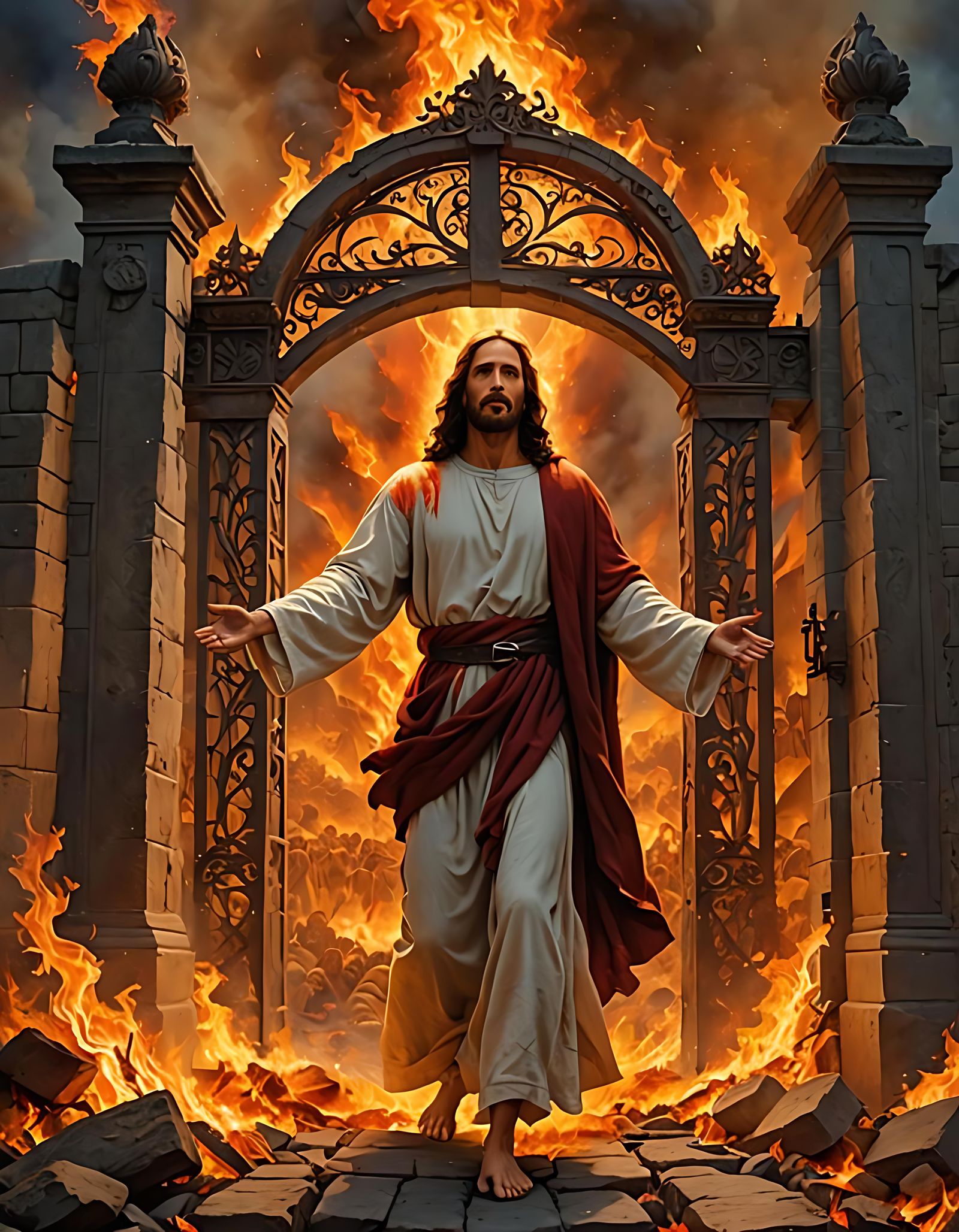 Jesus at the Gates of Hell: Digital Art