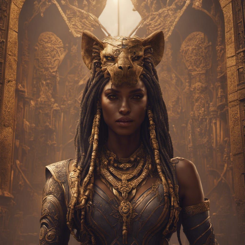 Sekhmet: Detailed Matte Painting in Deep Color