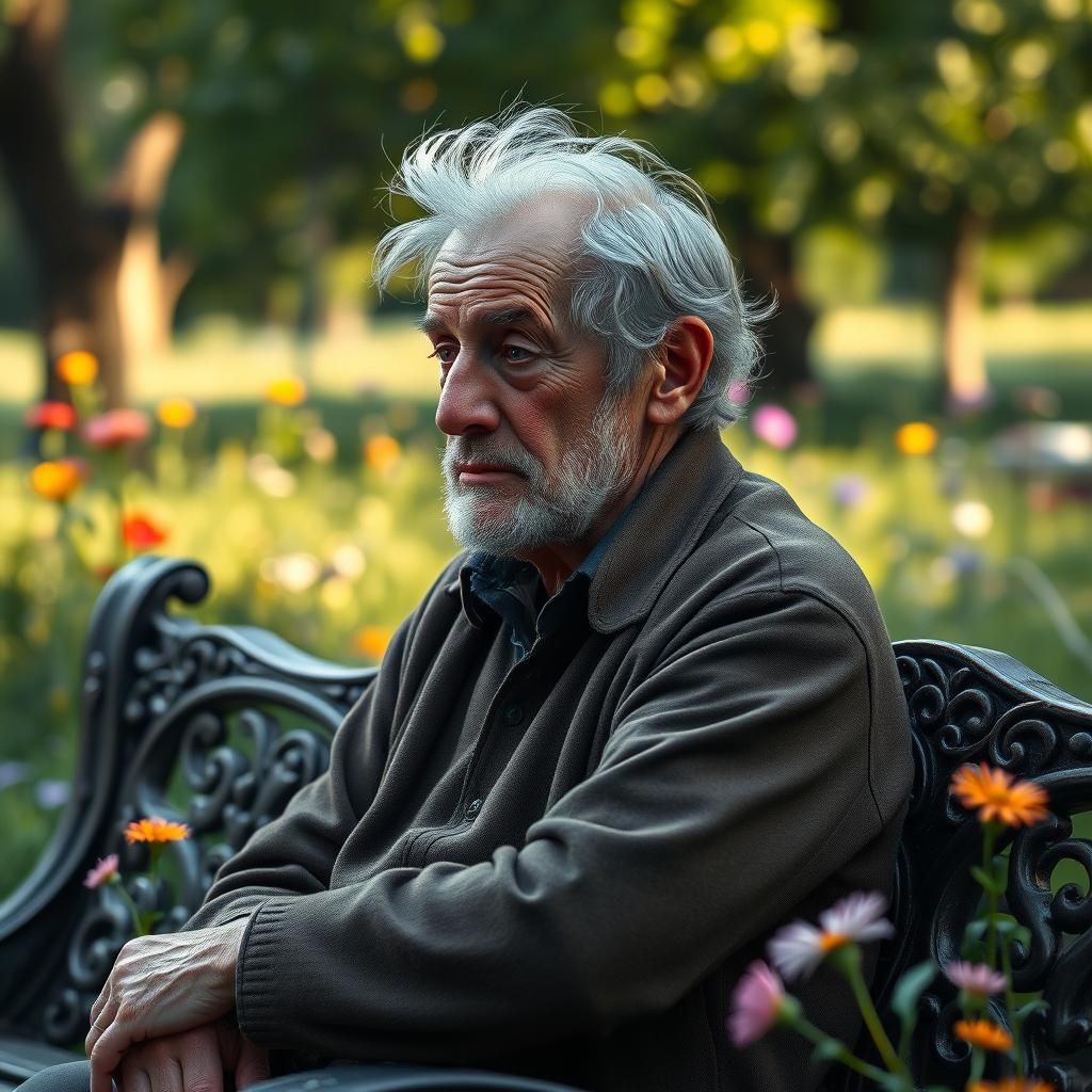 Contemplative Elderly Man in a Dreamlike Landscape