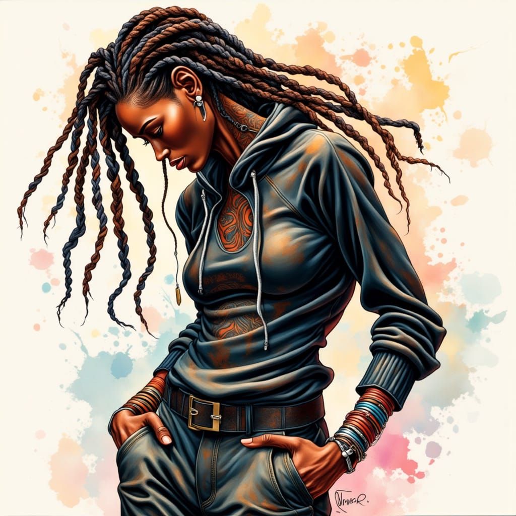 Time Soldier in Vibrant Watercolor Style