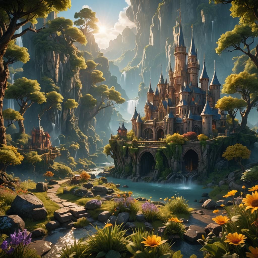 Beautiful Morning Sunshine in Detailed Matte Painting