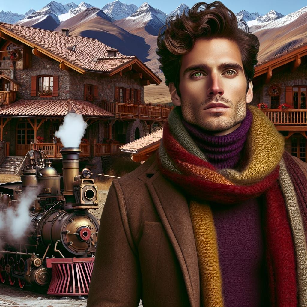 Andes Winter Scene with Stylish Italian Man
