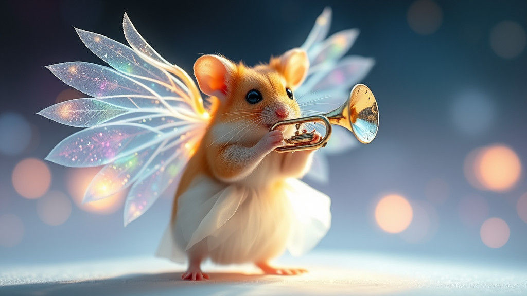 Ethereal Hamster Trumpeter in Dreamlike World