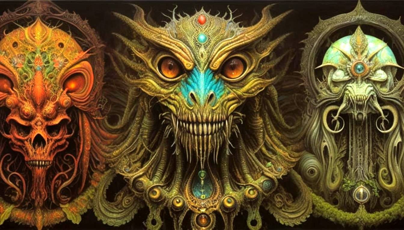 Surreal Jabberwocky in Psychedelic Oil Painting